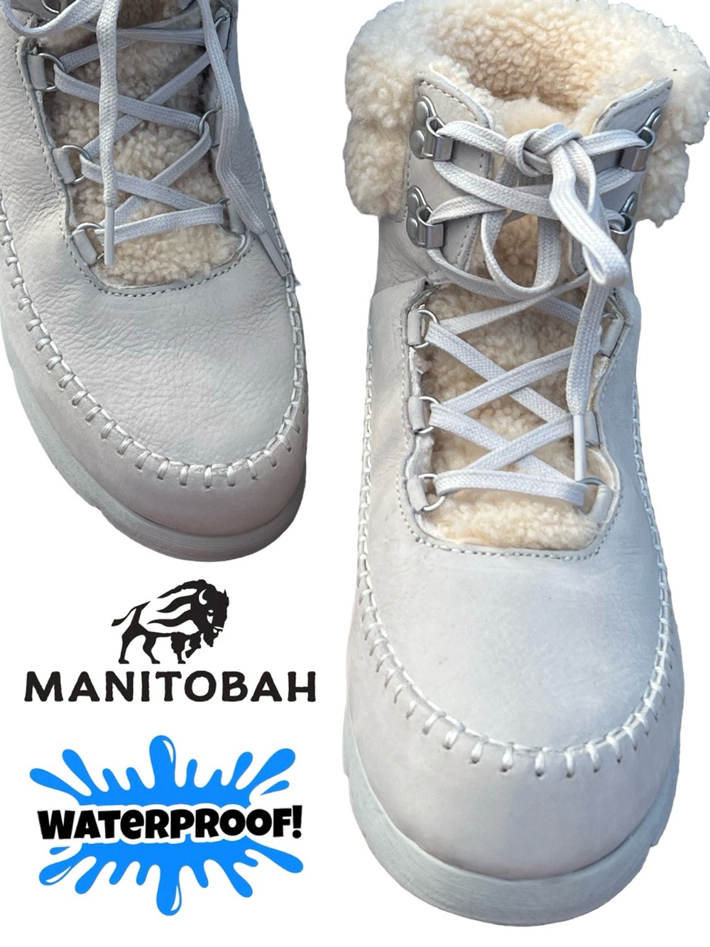 Manitobah Pacific Hiker Waterproof Leather Shearling Boots Size 9 NWOB